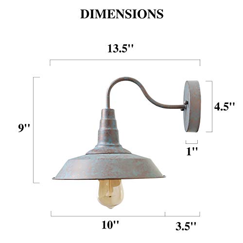 Image of LALUZ Wall Sconce, Farmhouse Barn Gooseneck Light Fixture with Blue Finish for Bedroom, Kitchen, Pathway, Foyer and Bathroom