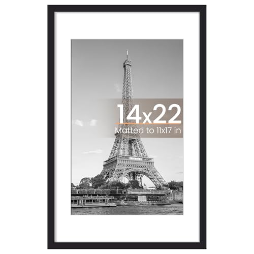 Image of upsimples 14x22 Picture Frame, Display Pictures 11x17 with Mat or 14 x 22 Without, Wall Hanging Newspaper Frames, Black, 1 Pack