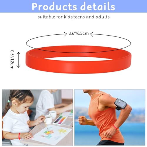 Image of Morcheiong 12 Pieces Silicone Bracelets- Red Color Blank Rubber Wristbands for Adults Teen Party Favors