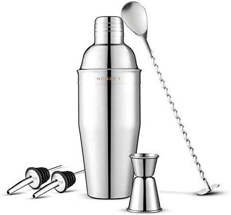 Mixology Bartender Kit Cocktail Shaker Set with Strainer Stainless Steel 24oz Martini Mixer Shaker with Mixing Spoon Jigger 2 Liquor Pourers Recipes Professional Bartending Supplies Bar Set
