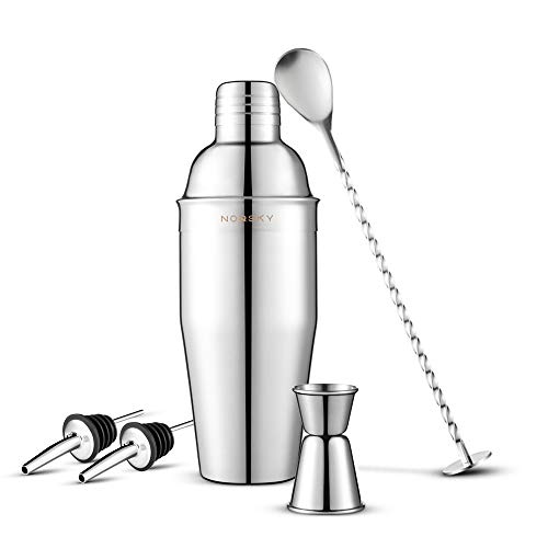 Mixology Bartender Kit Cocktail Shaker Set with Strainer Stainless Steel 24oz Martini Mixer Shaker with Mixing Spoon Jigger 2 Liquor Pourers Recipes Professional Bartending Supplies Bar Set