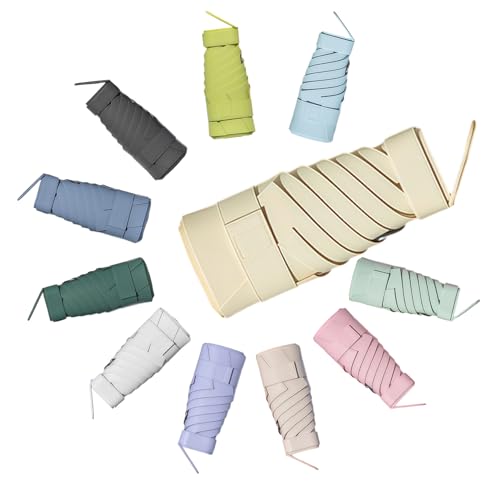 YYHCC Paraguas de bolsillo resistente a las tormentas, paraguas pequeño automático, 6 costillas, paraguas portátil de viaje con cartón de embalaje UV para hombres y mujeres, hombre, Amarillo Cremoso