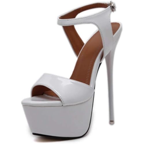 OCHENTA Women's Open Toe Platform Sky High Stiletto Heels Ankle Strap Sandals