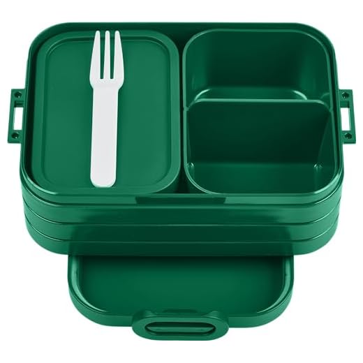 Mepal Brotdose Midi - Bento Box für 2 Sandwiches oder 4 Brotscheiben - Lunchbox für kleine Snacks & Reste - Erwachsene Essenbox mit Fächern - Vivid green