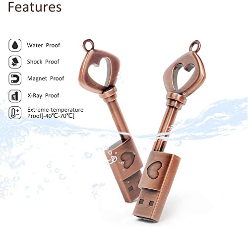 pendrive USB pendrive z drewnianym pudełkiem, 2 sztuki metalowych kluczy, breloczek do kluczy, USB, Thumb Drive Memory Stick U Disk, wyjątkowy prezent ślubny Pen Drive (32 GB*2)