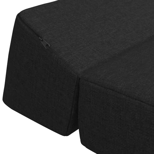 Sofá cama plegable negro de tela con relleno de espuma para salón o invitados 7