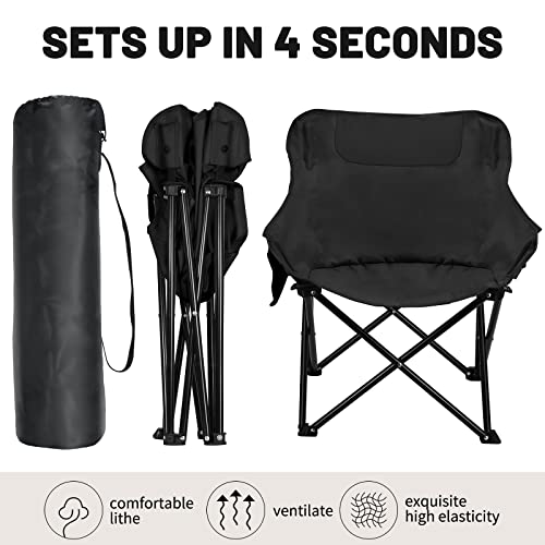 Camping Chairs Lawn Chairs Portable Chair Support 265Lbs,Foldable Chair Sets Up In 4 Seconds, Backpacking Chair With Carring Bags, Black 2 Pcs #TOP5