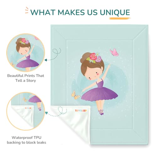 Image of Tidy Sleep Baby Changing Mat - Waterproof, Foldable, Padded Diaper Changing Sheets for Newborns & Infants - Ballerina (65 cm x 45 cm)