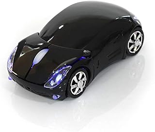 4 Color 2.4G Wireless Mouse Bluetooth Optical Car-shape Mouse 1600DPI for Mac/ME/Windows PC/Tablet Gaming Office(Black)