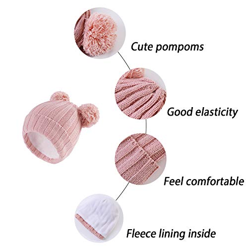 Image of Toddler Infant Winter Hat with Earflap Knit Warm Beanie Fleece Lined Hat for Baby Boys Girls
