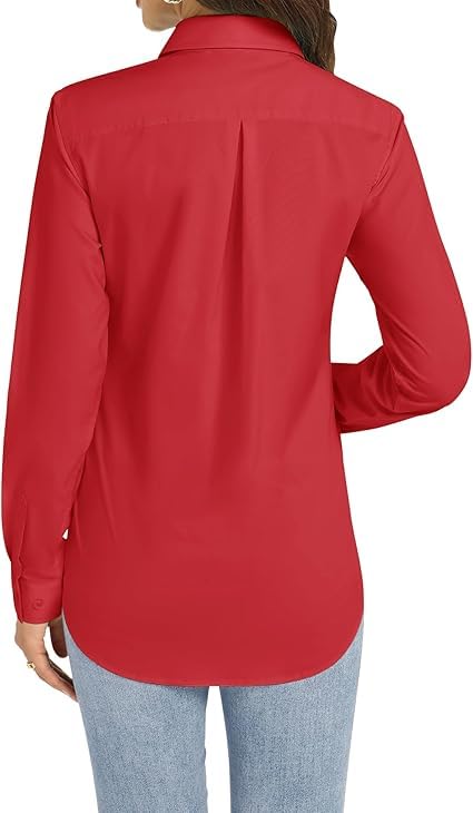 Image of Women's Solid Full Sleeve Rayon Shirt - Regular Fit, Lightweight, Office & Casual Wear Blouse