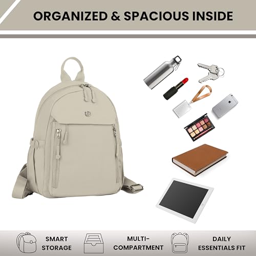 Image of Women Backpack for College, Office, Travel, Daily Use, Outdoor, Lightweight Water Resistant Nylon Stylish Daypack Bag with Multiple Pockets, Adjustable Straps, Durable Zipper