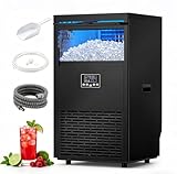 Electactic Commercial Ice Maker Machine,100lbs/24H Stainless Steel Ice Machine,29lbs Storage, Auto Self-Cleaning Freestanding Ice Maker, Ice Machine Freestanding for Bar/Cafe/Restaurant-Black