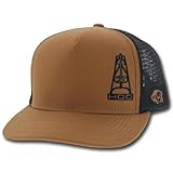 HOOEY Oil Gear Design Trucker Hat for Men – Adjustable Snapback Mesh Baseball Cap - Breathable Mesh Western Trucker Hat for Ranch, Work, & Everyday Wear - One-Size - Dark Tan/Black