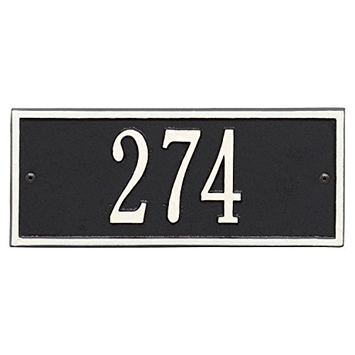 Whitehall Personalized Cast Metal Address Plaque - Small Hartford Custom House Number Sign - 10.5" X 4.25" - Allows Special Characters - Black/White #TOP7