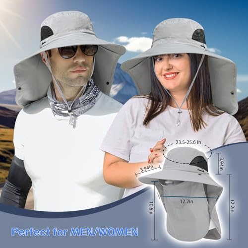 Image of ALANDUO Wide Brim XXL Sun Hats for Men Big Head, UPF 50+ Fishing Sun Hat with Neck Face Flap, Safari Boonie Hat for Men Women