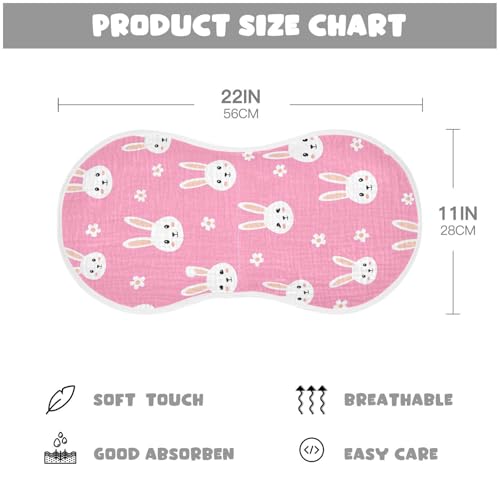 MCHIVER Easter Bunny Daisies Blush Baby Burp Cloths Cotton Washcloths Super Soft Absorbent Burping Rags for Baby Girls Boy Newborn Towel 1 Pack4