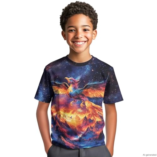 Image of WELLFLYHOM Kids Tshirts Girls Boys Short Sleeve Crewneck Tees Shirts Casual Sport Pullover Tops Size 3-16 Years