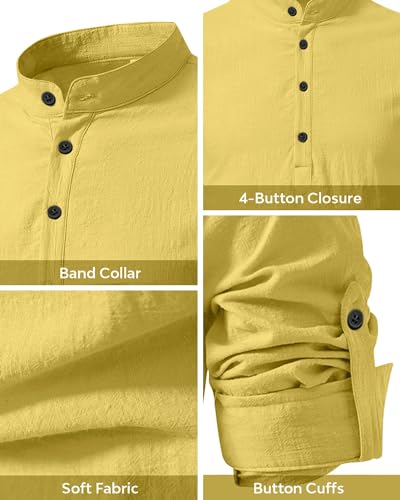 Image of Men's Cotton Blend Straight Kurta Shirt with Mandarin Collar - Slim Fit Casual Short Kurti Featuring Textured Slub Fabric and Roll-Up Full Sleeves