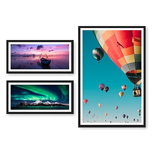 Image of Ritwika's Customized Set of 3 Premium Personalized Print Collage Frames with Your Photos In 2 Sizes | Two 6X12 & One 12X18 Inches | Gift For Anniversary, Birthday, Wedding, Couples