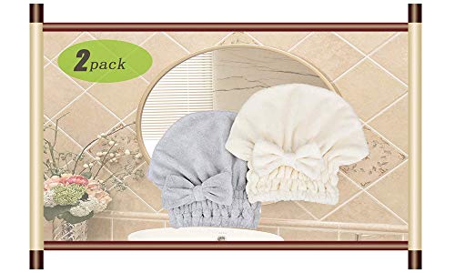 MAYOUTH Serviettes en microfibre pour cheveux avec turban de bain à nouer avec nœud papillon - Bonnet de douche - Turban pour cheveux - Capuche de bain pour cheveux bouclés longs et mouillés - Cadeau – vue 2