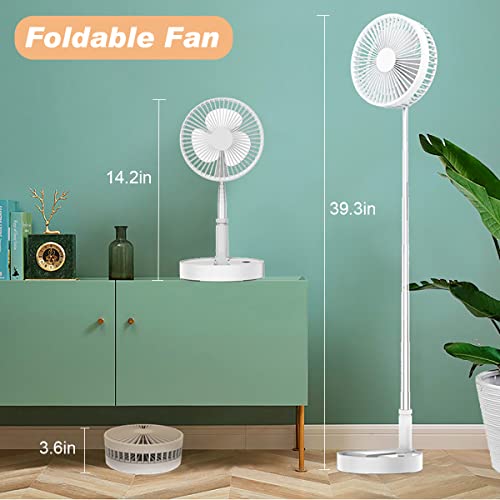 Portable Standing Fan With Remote Control, 8" Foldable Desk Fan, 7200Mah Quiet Fan Table Fan, Usb Floor Fan, 4 Speed Settings Telescopic Pedestal Fans For Personal Bedroom Office Fishing Camping #TOP2