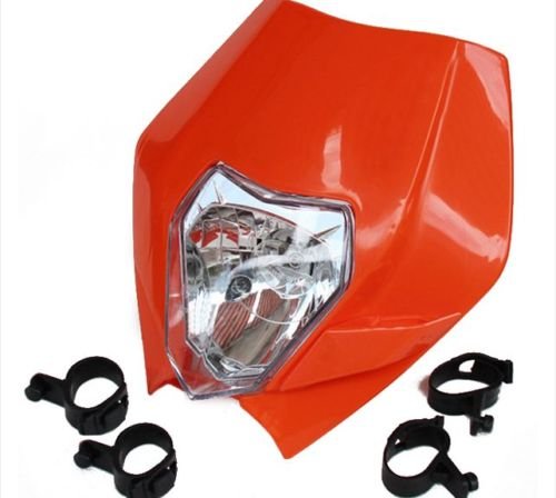 Motorcycle Dirt Bike Dual Sport Off-Road Headlight for Honda Kawasaki Suzuki Yamaha Custom (Orange)