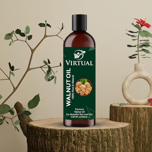 Image of VIRTUAL 100% Pure Walnut (Akhrot) Oil For Hair Growth, Skin Care, Cold Pressed Aromatherapy Natural Oil (100ml)