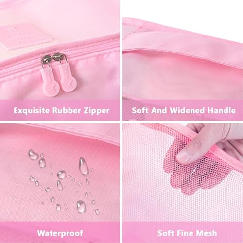 12 Set Travel Packing Cubes Luggage Packing Bags Reusable Lightweight Suitcase Organizer Cubes Set for Travel Accessories (Sky Blue+Pink)4
