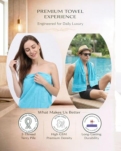 Image of Premium Bamboo Bath Towel, 550 GSM, Ultra-Soft, Quick-Drying, 3X More Absorbent (Sky Blue)