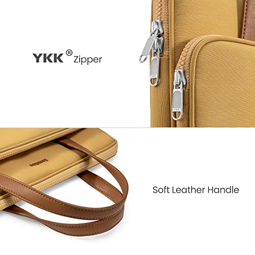 Image of tomtoc 13-14 Inch Laptop Carrying Case for MacBook Air, MacBook Pro, Microsoft Surface Laptop Studio /Book, Water-Resistant Multi-Functional Laptop Handbag Briefcase for Daily Business, Study, Yellow