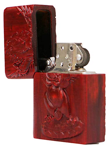 Natürliches Huanghuali Holz Rosenholz Schnitzerei Protector Gottheit Feuerzeug Außengehäuse für Zippo Modul ( Garuda… – Bild 7