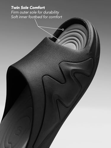 Image of The Souled Store Slides 2.0: Men and Boys Slip On Sliders Streetwear High Density EVA Cushioned EVA Sole Durable Outsole Slip On Construction Lightweight and Arch Support