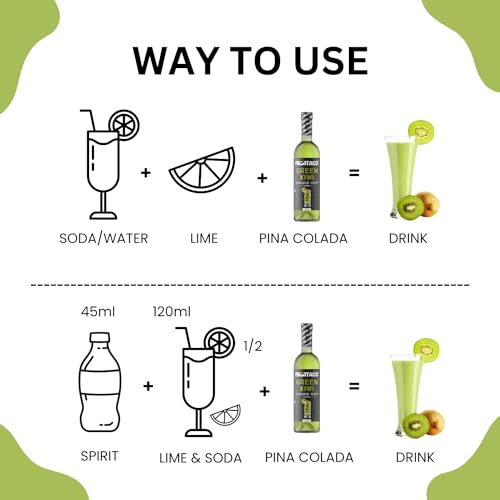 Image of Fruitaco Kiwi Syrup, 750ml Bottle | Non Alcoholic | Suitable for Cocktails, Mocktail, Drinks, Juices, Beverages and More | Non Alchoholic Mix