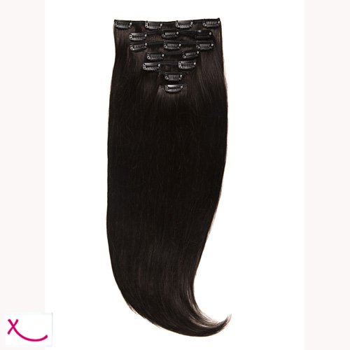 extiff - Extensión con Clip Cabello 100% natural - 60 cm 120 gr - 2Un gato oscuro