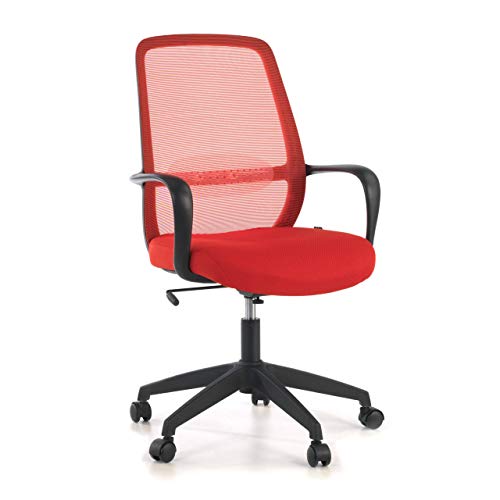 ofiprix | Silla Point | Silla Giratoria de Oficina | Silla de Escritorio de Malla | Respaldo Transpirable | Color Rojo