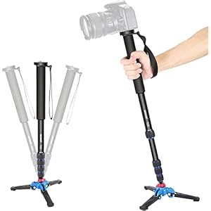 Neewer Extendable Camera Monopod with Detachable and Foldable Stand Base: Aluminium Alloy, Height 52-168 cm for Nikon Sony DSLR; Maximum Load of 5 kg