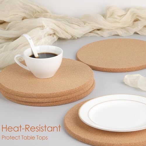 Image of Cork Hot Pads for Kitchen,4 Pack High Density Thick CorkTrivets for Hot Dishes 8 inch Heat Resistant Large Cork-Coasters Placemats for Table, Kitchen, Countertops