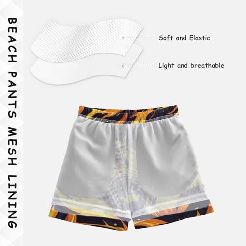 Pigsaly Boys Swim Trunks Flaming Tiger Fires Boys Board Shorts Swimsuit Swimwear Summer Bathing Suit XS Multicolor4