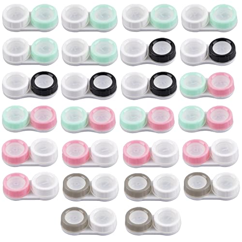 26 Pcs Caja de Lentes de Contacto Kit de Viaje, Stuche para Lentes de Contacto, Estuche para Lentes de Contacto, Estuche de Almacenamiento de Lentillas con Tapas L y R, 5 Colores para Viajar Casa