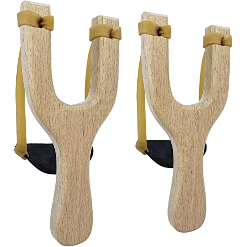 Adventure Awaits! Solid Hand Carved Beech Wood Slingshot 2 Pack