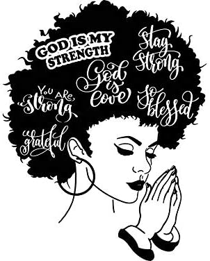Yetta Quiller Afro Woman Praying Lord Queen Natural Afro Hair African American Female Lady Vector Clipart Digital Circuit Vinyl Wall Decor Cutting