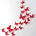 24pcs 3D Butterfly Removable Mural Stickers Wall Stickers Decal for Home and Room Decoration (Red)