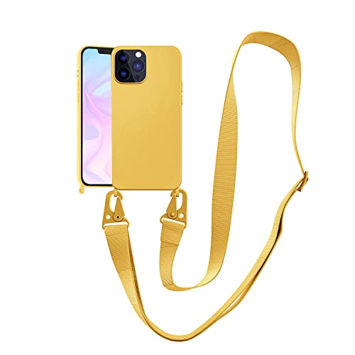 Image of Compatible with iPhone 14 Pro Case with Lanyard Crossbody iPhone Case with Strap Adjustable Shockproof Drop Protection Silicone Phone Cover for iPhone 14 Pro 6.1'' Lemon Yellow