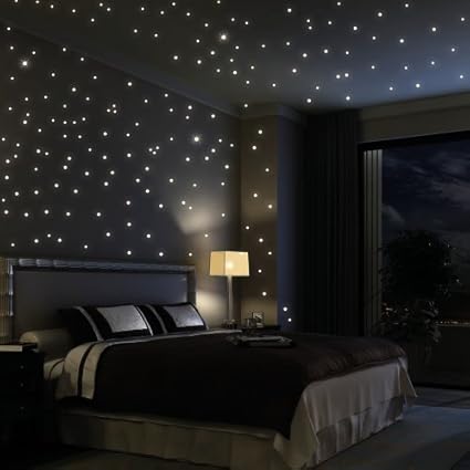 Sticker Mural Loft Ciel Etoile 3 Points Lumineux Fluorescents 3 Etoiles Lumineuses Fluorescente Autocollant Sticker