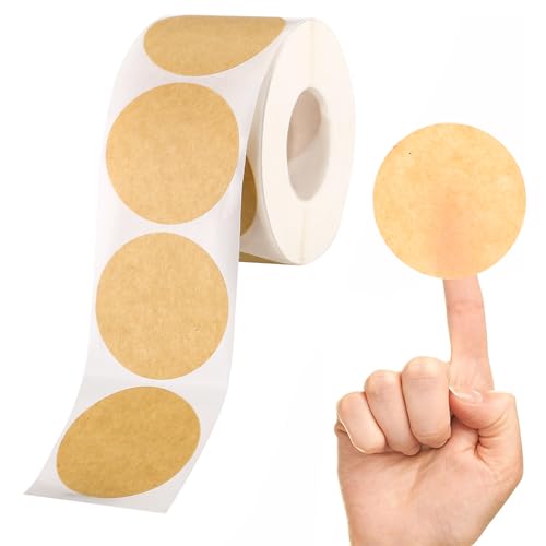 500 Pcs 1.5 Inch Natural Brown Kraft Stickers, Round Blank Roll Label Stickers for Bottle Jars Canning and Lid, Permanent Adhesive Kraft Labels