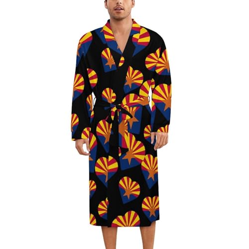 Arizona Flag Heart Soft Robe Long Sleeve Bathrobes V Neck Sleepwear Spa Robes with Belt Men Woman
