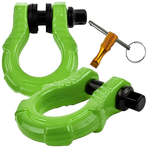 GA GEARAMERICA Mega Duty D Ring Shackles 68000 Lbs (34 Ton) d Strength 3/4" Shackle + 7/8 Pin + Washers| Securely Connect Tow Strap Or Winch Rope to Your Jeep for Off,Road 4X4 Recovery Black (2PK)