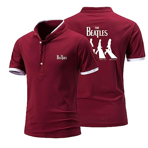 GLLUSA T-Shirt pour Hommes À Manches Courtes pour Les Beatles Imprimé Col Montant T-Shirts Bouton Col en V À Manches Courtes T-Shirt Décontracté Plage Chemises Haut-Red||S - Les Beatles, Paul McCartney, John Lennon, RIngo Starr, George Harrison GLLUSA T-Shirt pour Hommes À Manches Courtes pour Les Beatles Imprimé Col Montant T-Shirts Bouton Col en V À Manches Courtes T-Shirt Décontracté Plage Chemises Haut-Red||S