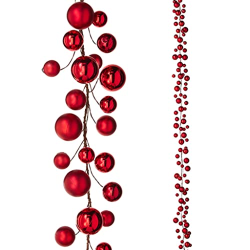 RAZ Imports Ball Garlands 2022 6' Red Ball Garland